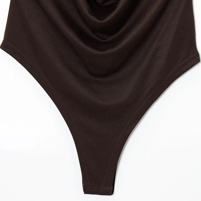 HXAO Bodysuit Women Summer Corset Slimming Body Off Shoulder Halter Sexy Body Ruched White Bodysuit Backless Brown Body Swimwear