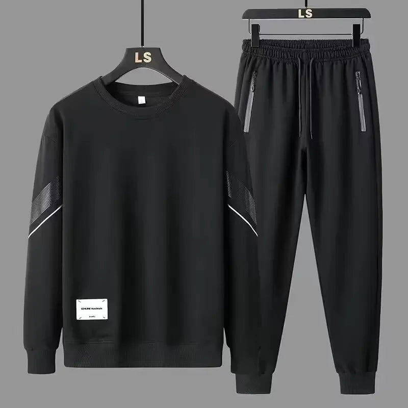 Conjunto de moletom manga comprida, calça e top casual esportivo de 2 peças, coleção de inverno
