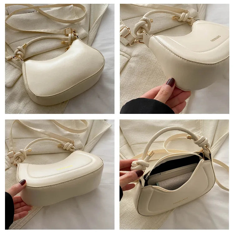 Bolsa de Luxo Francesa para Mulheres – Cor Sólida, Textura Sofisticada e Versátil (Modelo de Ombro)