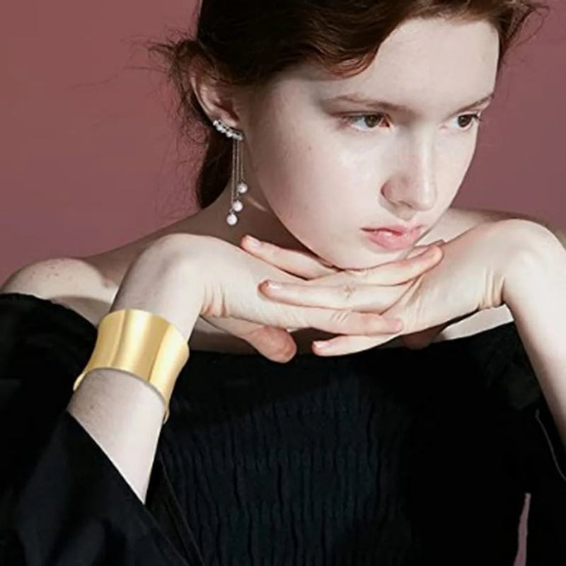 Pulseira de pulseira aberta para mulheres, dourada e prateada, pulseira de pulso para meninas, joias, pulseiras de aço inoxidável, bransoleta
