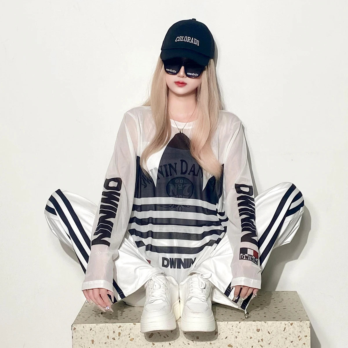 Summer Mesh Base Shirt Women's Sunshade Cover up Printed Thin Long Sleeve T-Shirt Casual Loose Fit Polyester Fiber