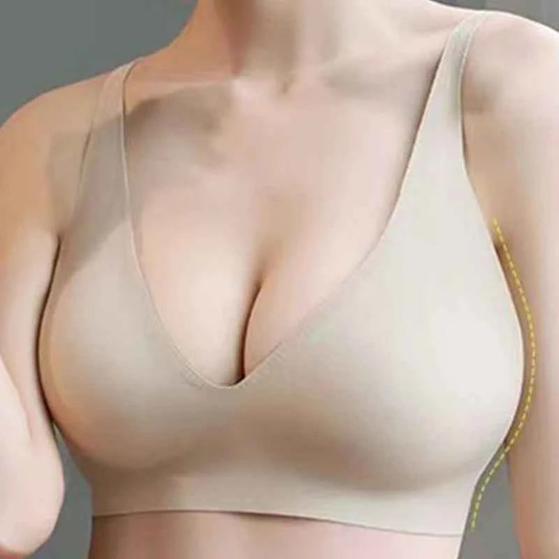 Seamless Women Underwear Sexy V-neck No Steel Ring Small Chest Gathered Adjustable Support  Small Comfortable Thin Top Bra