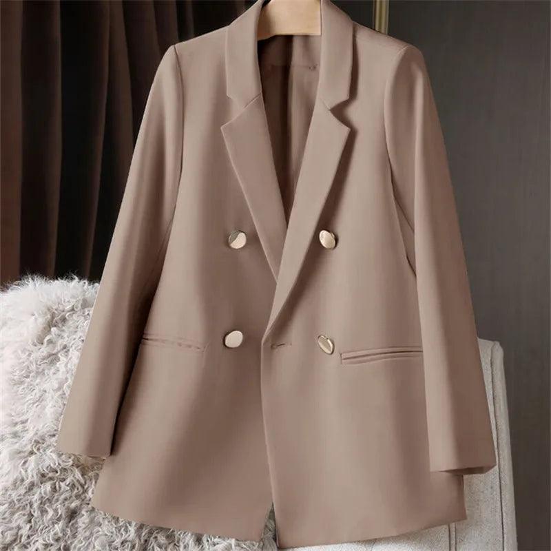 Women Solid Blazer Oversized Formal Blazers Lady Office Work Suit Pockets Jackets Luxury Female Coats Splice Office lady Clothes - CRAVO ROSE