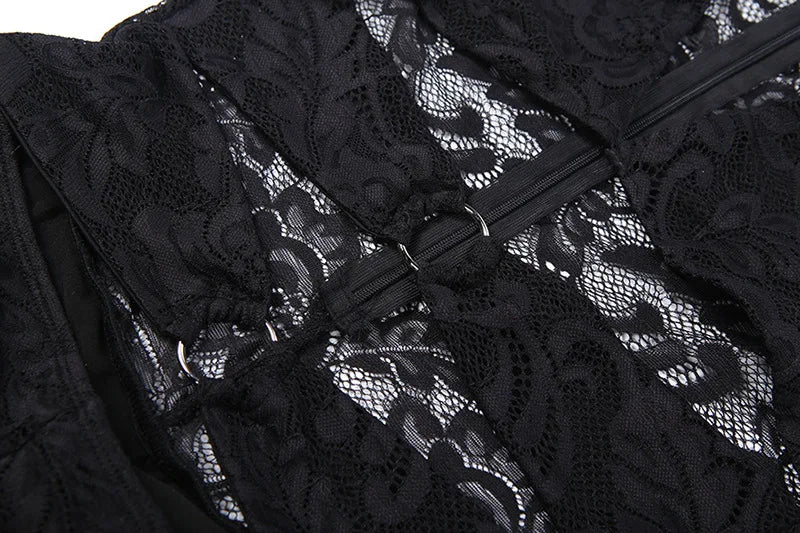 Sexy Hollow out Micro Flared Jumpsuit Long Pants  Lace Shirt Thickened Winter Collection for Elderly Women