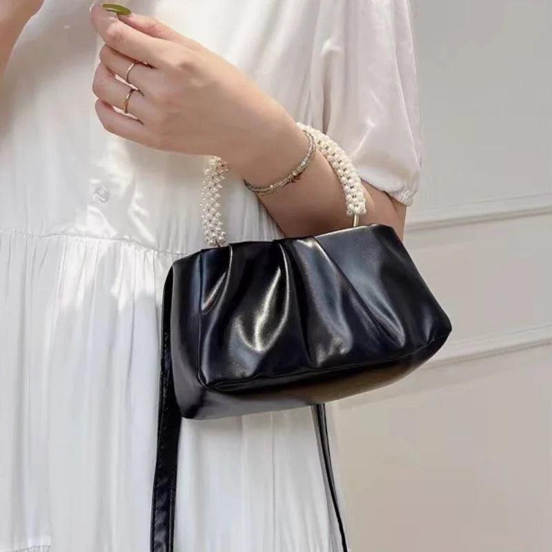 Fashion Pearl Handle Women Dinner Clutch Purse Handbags Luxury Design Ladies Square Shoulder Bags Female Small Messenger Bag - CRAVO ROSE