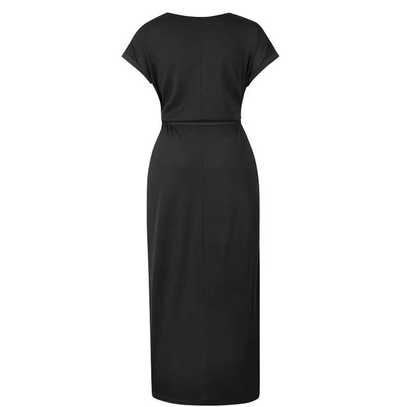 2023 Summer Beach Maxi Dress Women Floral Solid Short Sleeve Shirt Dress Casual Sexy Bandage Dress Robe Femme Vestidos Plus Size
