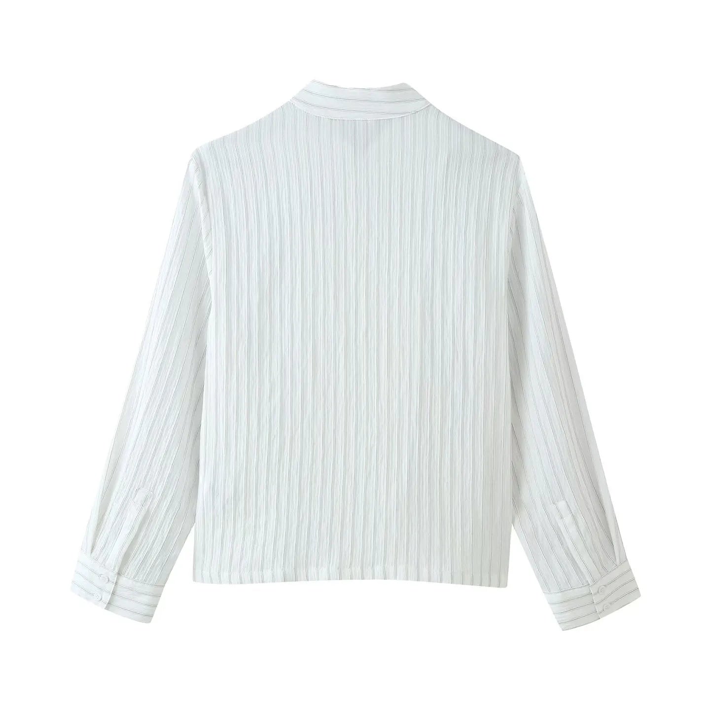 Fashionable Long Sleeve round Neck Rope Knot Button Women's Shirt New 2026 Summer Clothing Versatile Stylish Zadata Brand