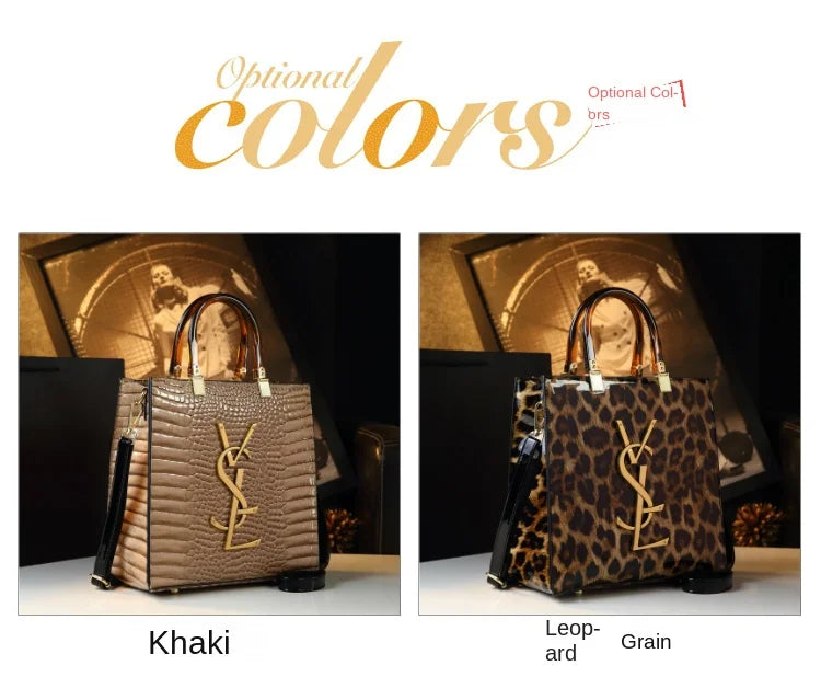 Genuine Leather Women Handbags Alligator Pattern Large Capacity Tote Bag Fashion Mother Bag 2025 New All-match Portable Bags