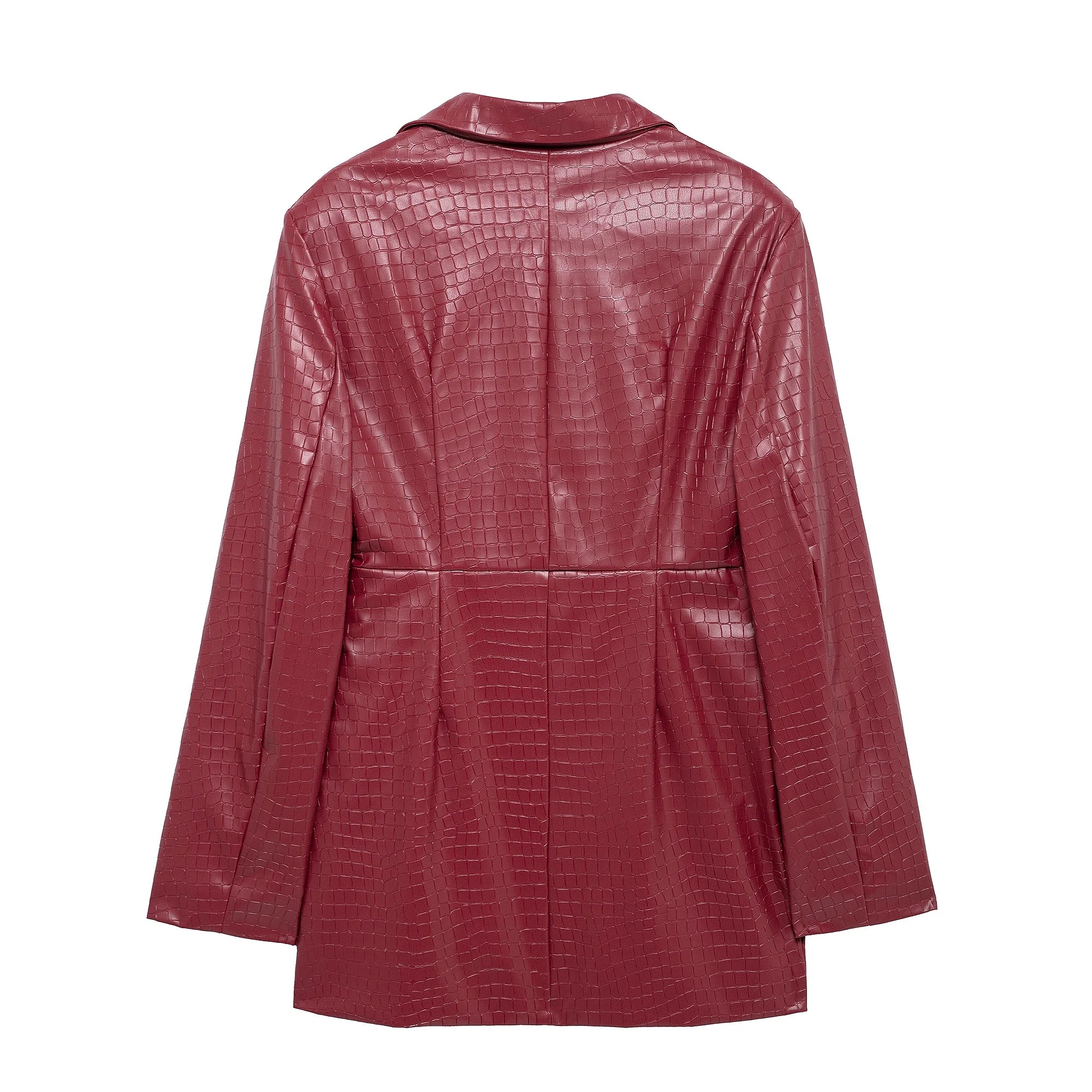 Vestido de festa feminino TRAFZA Sexy Couro Sólido Vermelho Manga Longa Mini Bainha Inverno Noite Clube Vestido