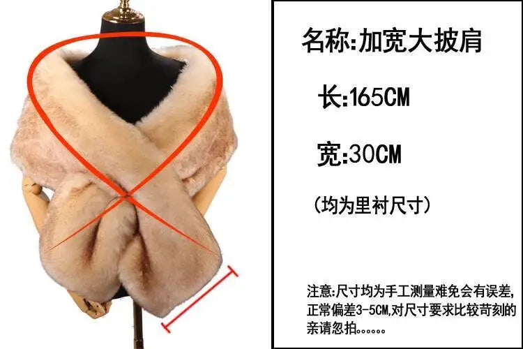 32 Colors 165*30cm Women Luxury Warm Faux Fox Fur Shawl Winter Ladies Plush Scarf Wraps Cloak Coat Wedding Long Cape Scarves