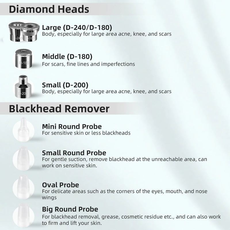 Máquina portátil de microdermoabrasão de diamante, dispositivo de peeling facial, esfoliação a vácuo, removedor de cravos com 4 pontas de peeling de diamante