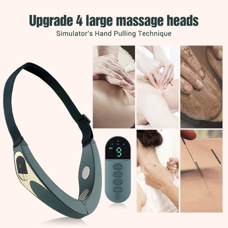 Massageador facial EMS V-Line Lift Up Belt Vermelho Azul Luz Facial Vibratório Massageador Dispositivo de Lifting Facial Reduz Queixo Duplo
