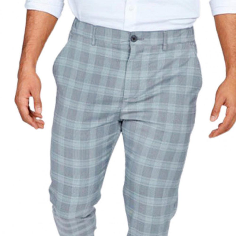 Checkered Pattern Fashion Men Trousers Plaid Loose Autumn Winter Vintage Men's Pants Business Casual Straight Leg Slim Pants