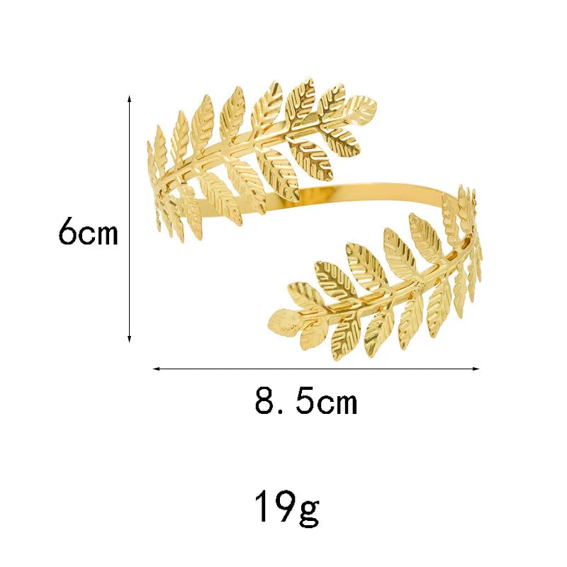 FTCY Metal Leaf Upper Arm Bracelet for Women Greek Roman Style Women's Armband Upper Arm Cuff Gold Color Jewelry Gift