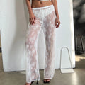 Calças boca de sino de renda, leggings flare sensuais transparentes, malha, tule