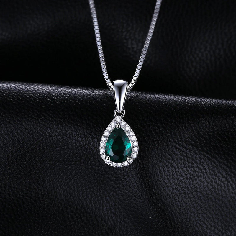 JewelryPalace Simulated Green Emerald 925 Sterling Silver Pendant Necklace for Woman Fashion Jewelry No Chain - CRAVO ROSE