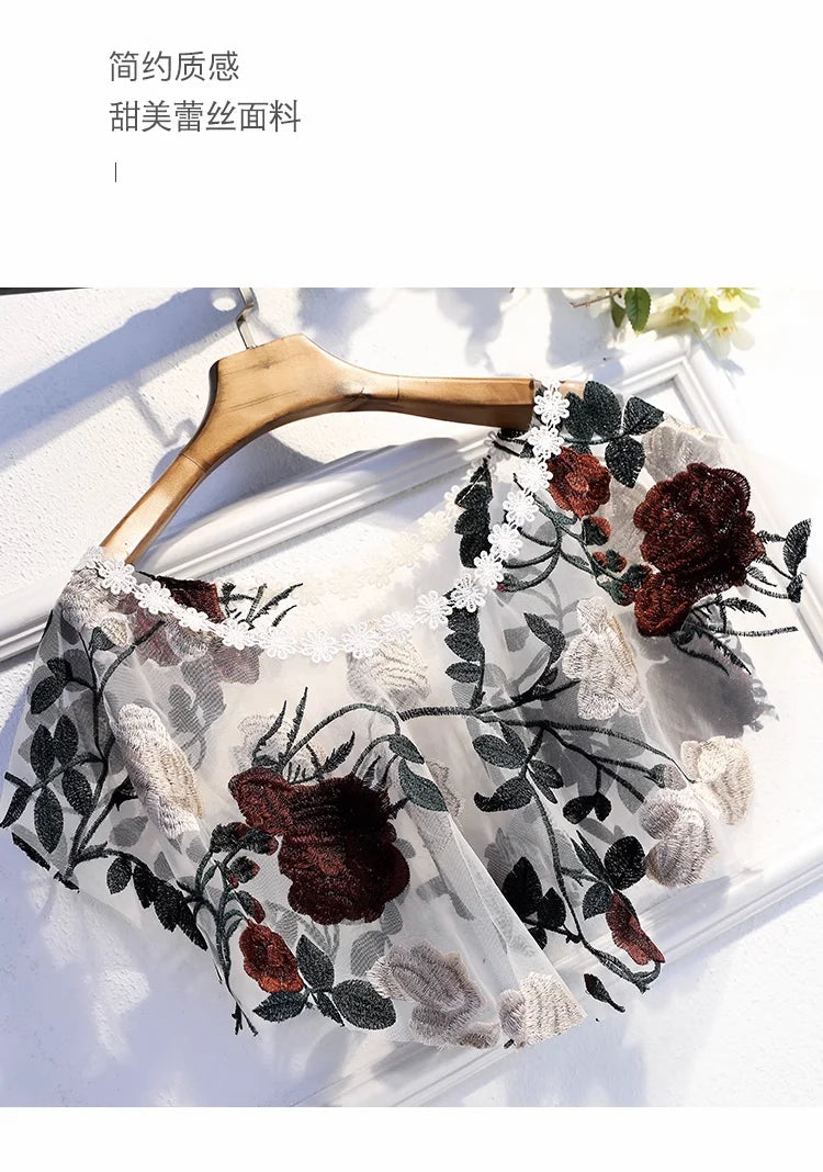 Capas elegantes femininas bordadas xale, capa solta, renda, bolero, acessórios, casacos, blusas de festa para meninas, pulôveres WZ2389