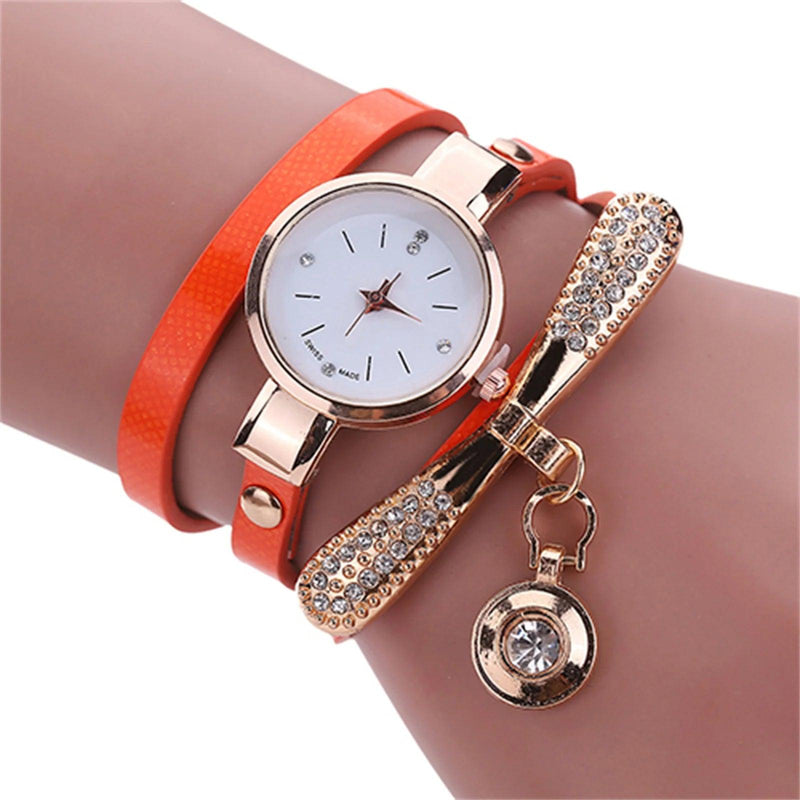 Women watch Fashion Multilayer Rhinestone Round Pendant Quartz Bracelet Wrist Watch montre femme Ladies Dress Watches Gif - CRAVO ROSE