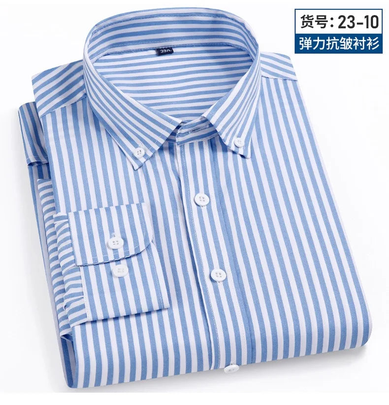 Camisa Social Masculina Listrada Manga Longa – Estilo Business Casual Elegante