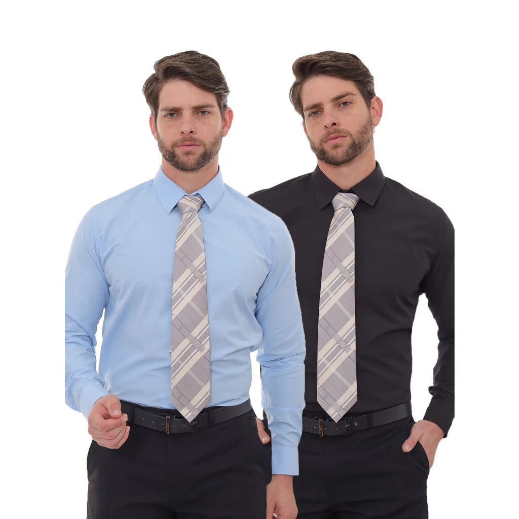 Men's KIT 2 Pieces-Black Slim Social Shirt and Slim Blue Social Shirt Baby