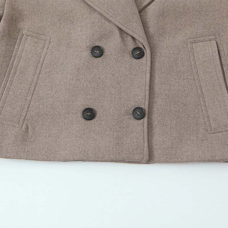 Willshela Women Fashion Solid Double Breasted Trench Jackets Vintage Lapel Neck Long Sleeves Female Chic Lady Outfits