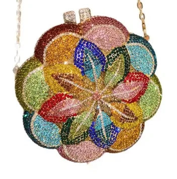 Rosa flor rosa/verde strass noite embreagens feminino floral amarelo cristal sacos de noite nupcial festa de casamento bolsa embreagem - CRAVO ROSE
