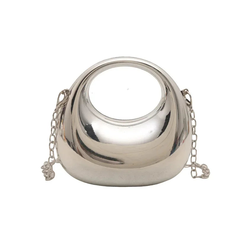 New Gold Silver Fashion Acrylic Moon Women's Handbags Luxury Ladies Clutch Bags Dinner Bag with chain 2024