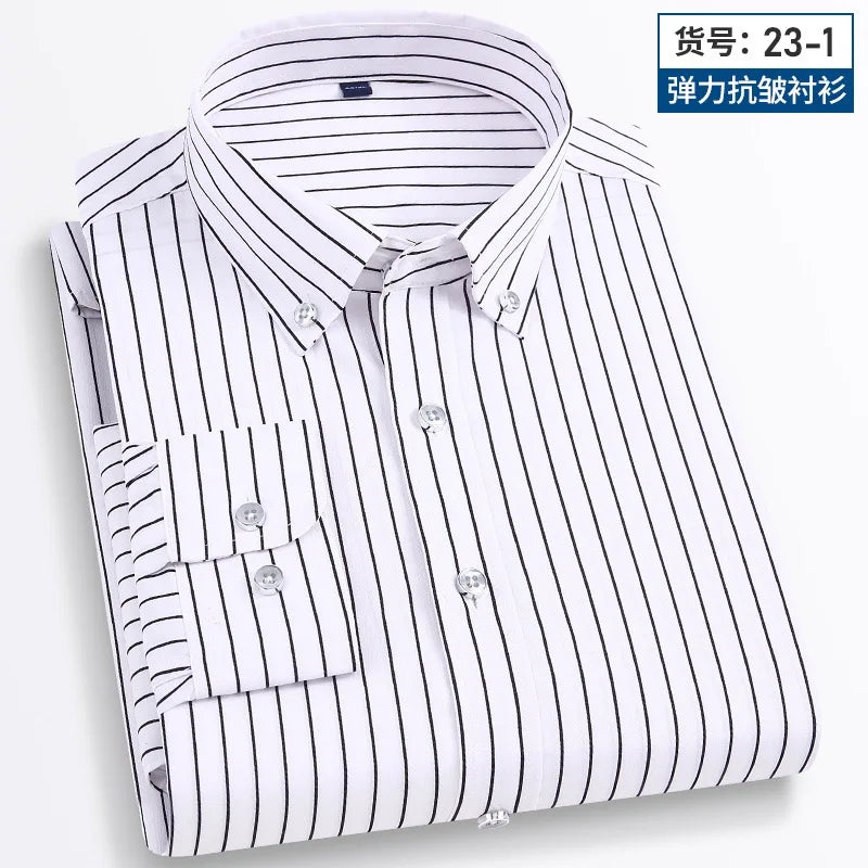 Camisa Social Masculina Listrada Manga Longa – Estilo Business Casual Elegante