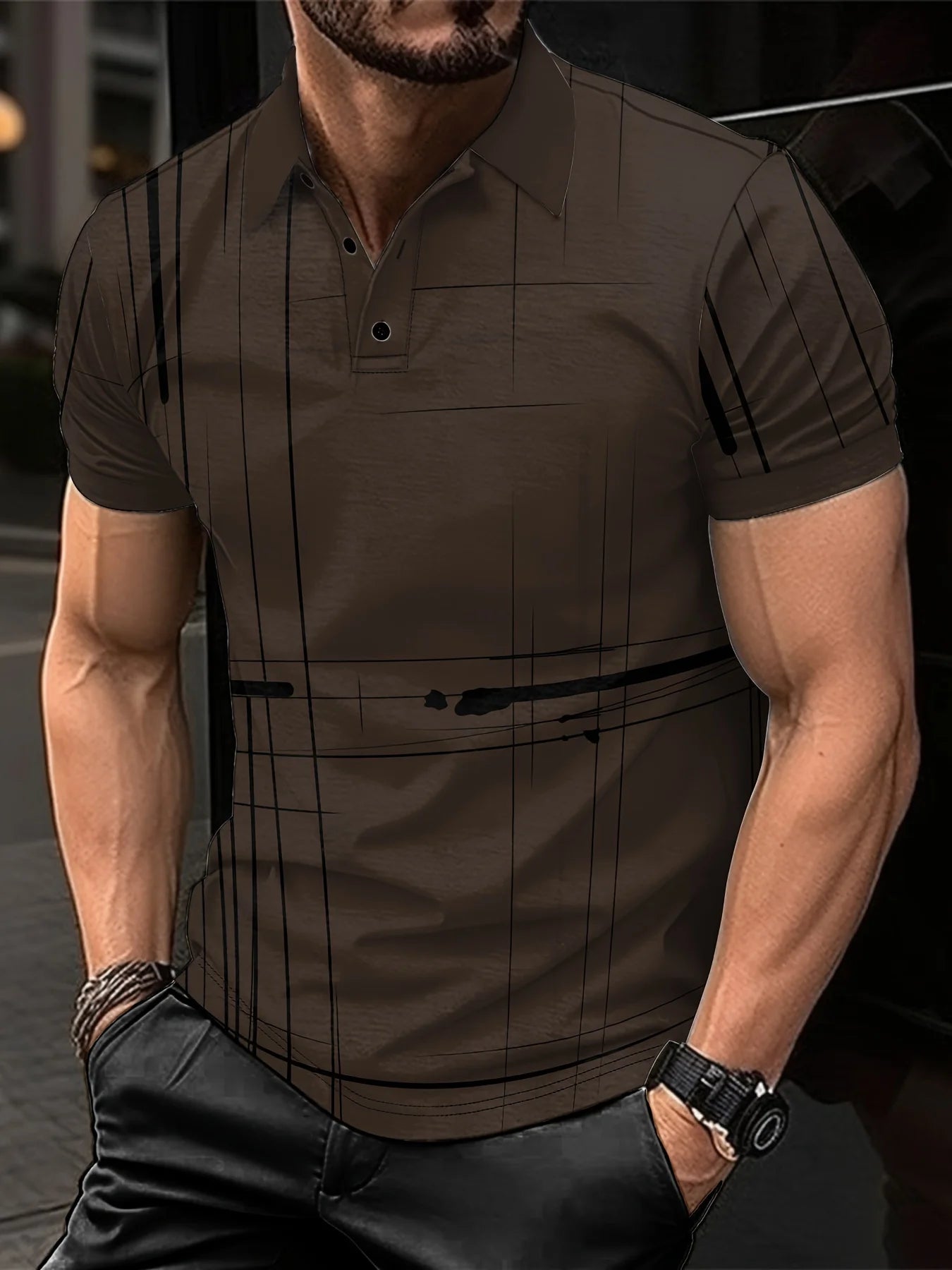 Men Clothes Summer Fashion Short Sleeve Sport Lapel Tops Polo Shirt Men Casual 3D Digital Print Button Polo Shirt Tops