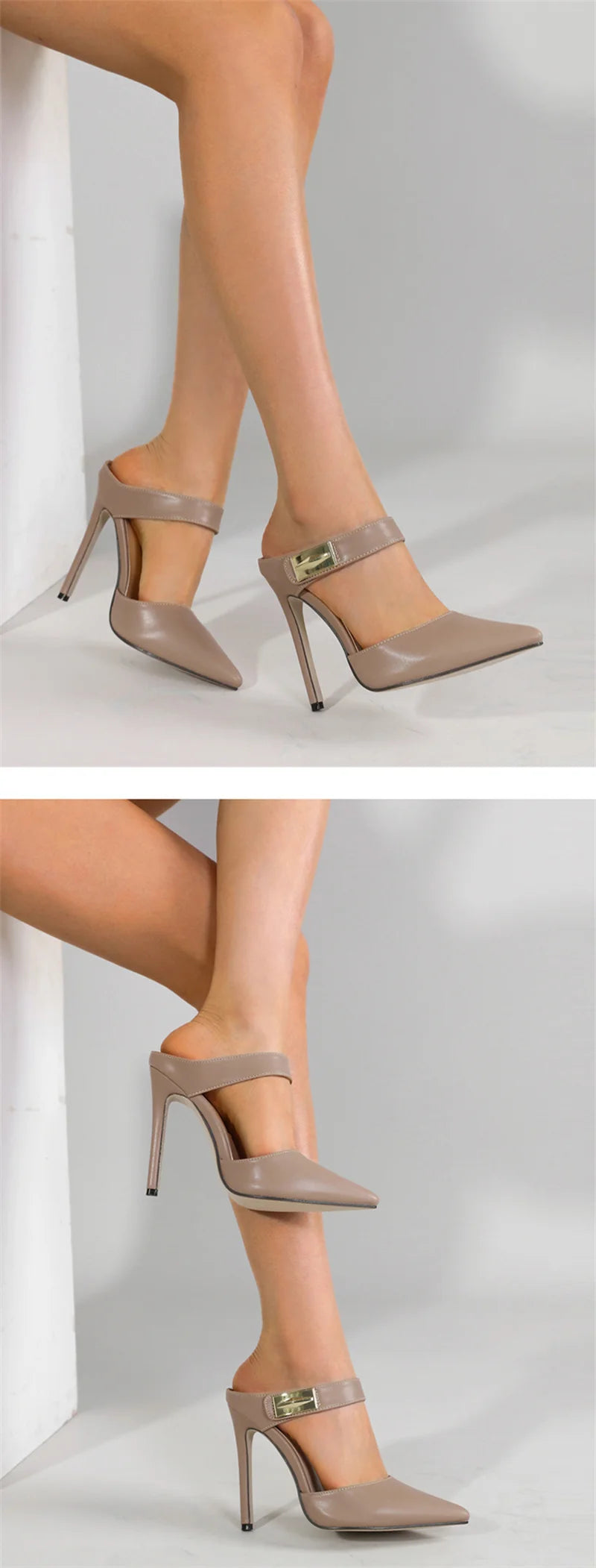 Scarpin Feminino Preto Salto Alto Fino com Detalhe em Metal Elegante