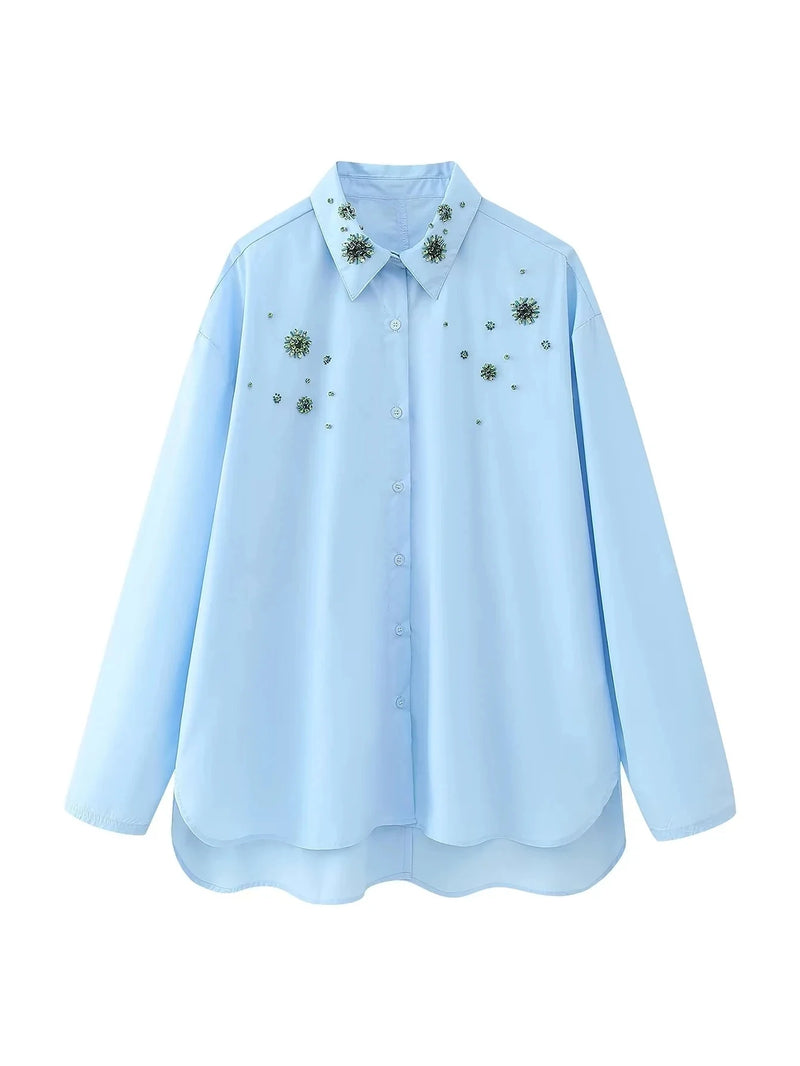 Blusas brancas elegantes da moda primavera 2025, blusas com lapela vazada, camisa slim feminina, casual, streetwear, blusa feminina para escritório