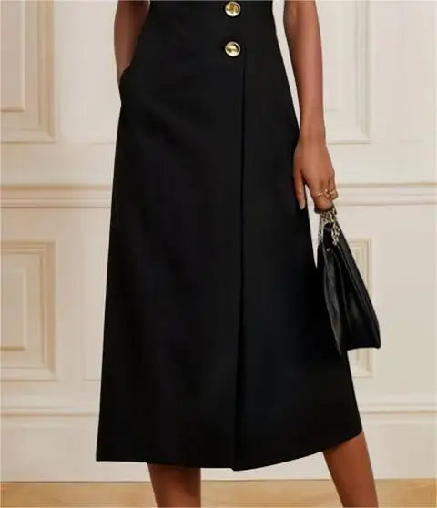Modigirl Summer Black Birthday Midi Dress for Women Clothing Urban Sleeveless High Neck Woman Elegant Formal Prom Dresses 2025