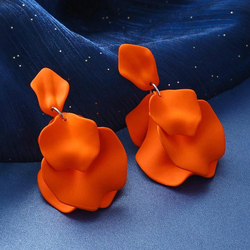 FTCY Acrylic Petal Flower Tassel Dangle Earrings For Women Bohemian Colorful Petal Drop Earrings Party Women's Jewelry Gift
