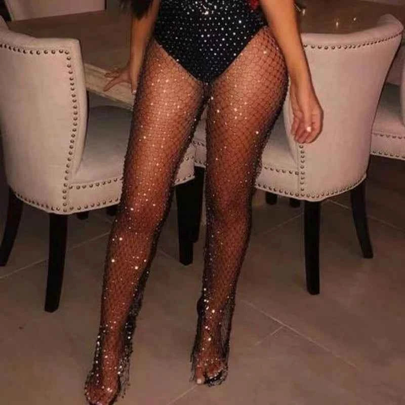High Quality Crystal Sparkling Diamond Women's Pants And Trousers High Waisted Night Party брюки женские Y2K Pan