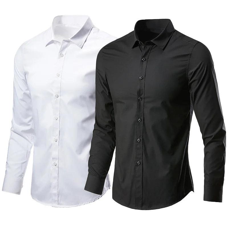 Camisas sociais sociais elásticas masculinas, camisas sociais slim fit, blusas da moda coreana, camisas sociais de luxo para homens - CRAVO ROSE