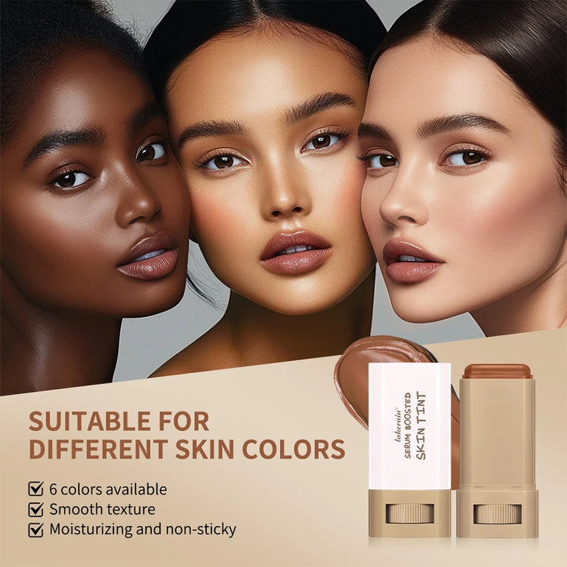 Base em bastão Balm Serum Boosted Skin Tint Base em bastão Suave Plumper Alta Cobertura Base Bronze para Viagem Make