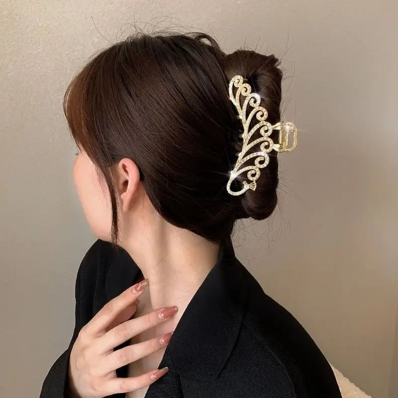 2025 Must-Have! Elegant Gold Hollow Geometric Hair Claw, Vintage Women's Hair Clip, Headband Hairpin & Crab Hair Accessory