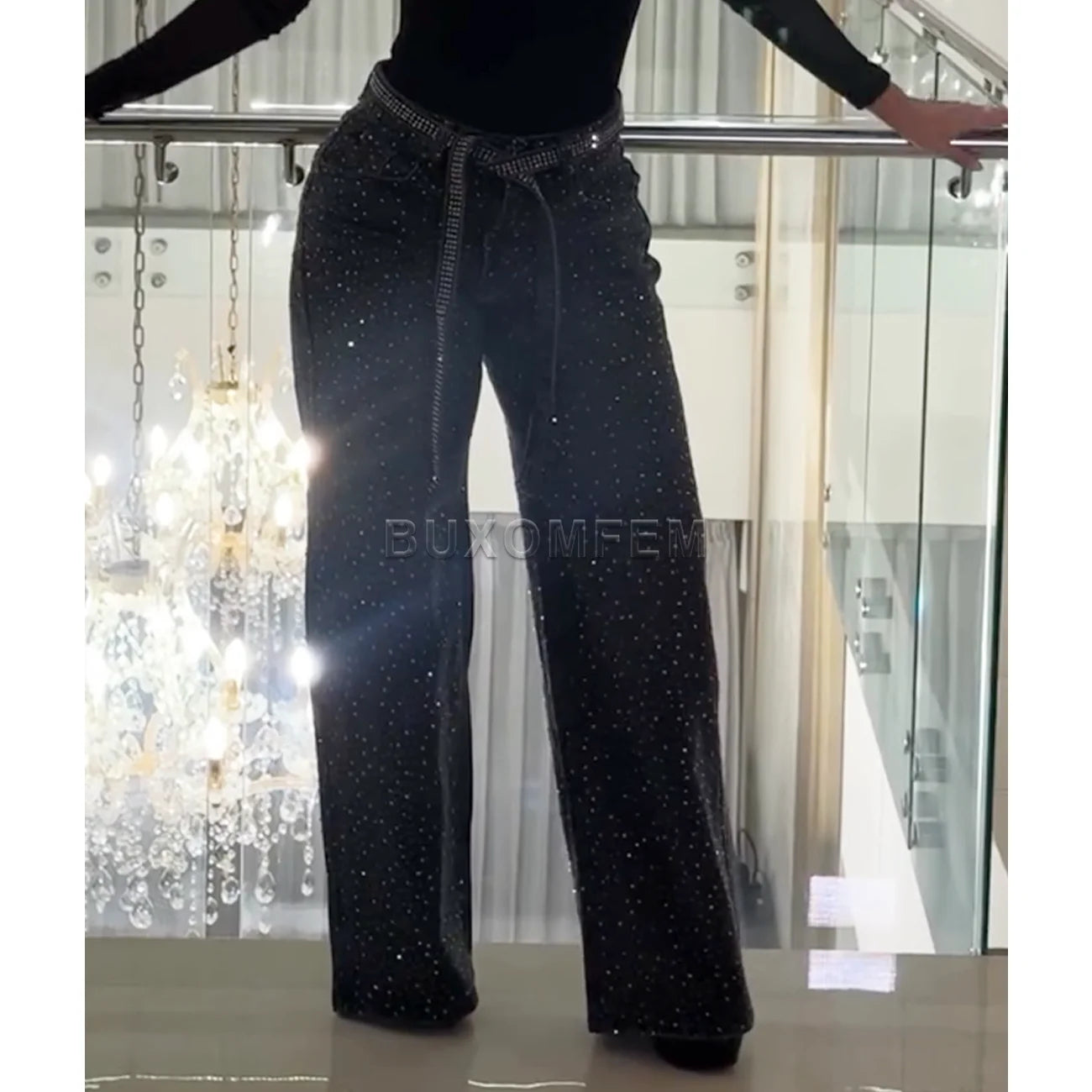 Women's Decorative High Waisted Denim Suits Ladies Stylish Denim Tops & Jeans Female Loose Jeans Streetwear Outfits New Clothing