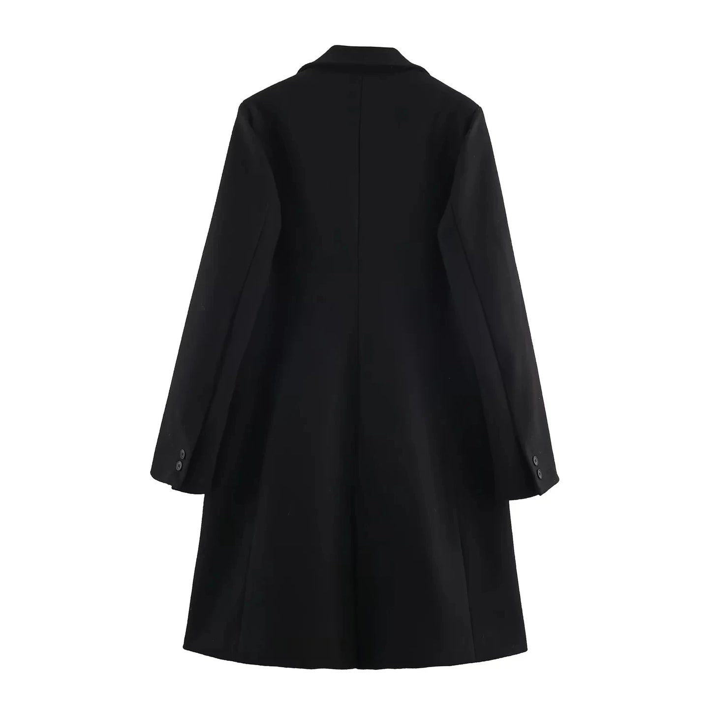 Winter New Women's Casual Long Sleeve Notch Collar Soft Shoulder Padded Coat Outerwear Polyester Fiber Straight Tube Type