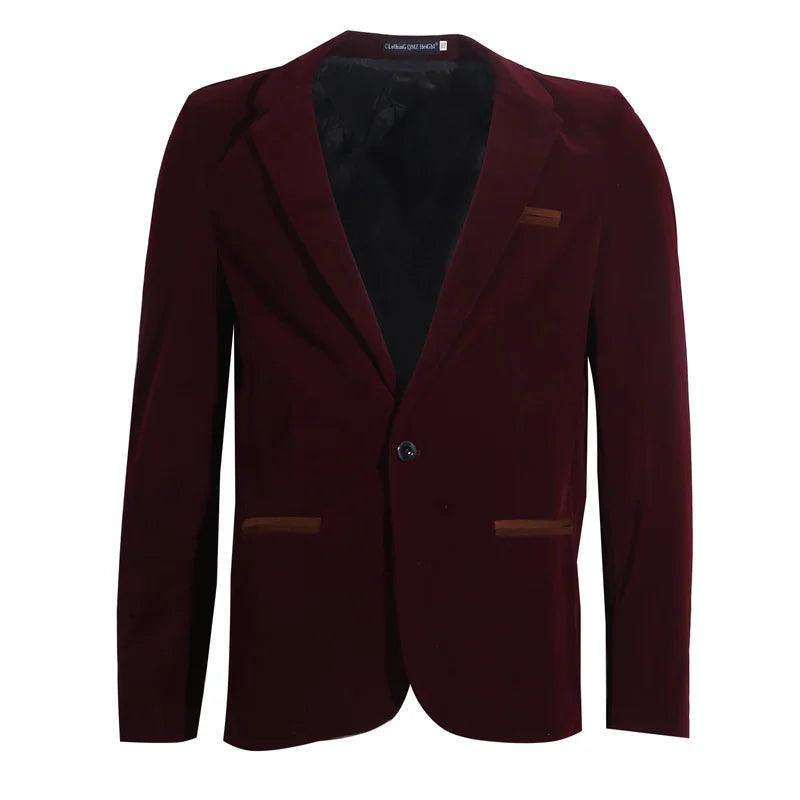 Bigsweety masculino veludo blazers outono primavera masculino fino gordura casual terno jaqueta masculino blazer jaqueta casual roupas masculinas - CRAVO ROSE