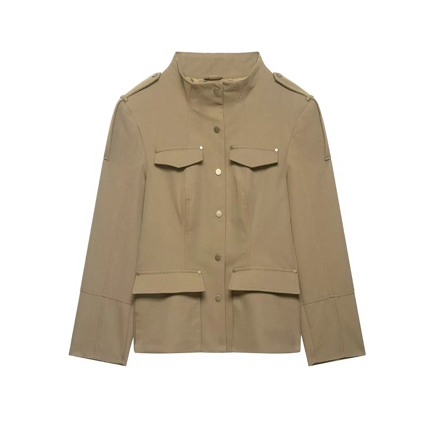 HH Women New Fashion Long Sleeve khaki Coat Pocket Single Breasted Slim Casual Jacket 2026 Spring Ladies Street Elegant Coats