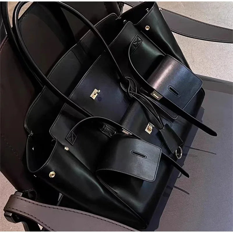 Luxury High Quality Tote Bag Brand Texture Lock Wing Bag Solid Color Simple New Horizontal Square Bag Women's Commuter Handbag