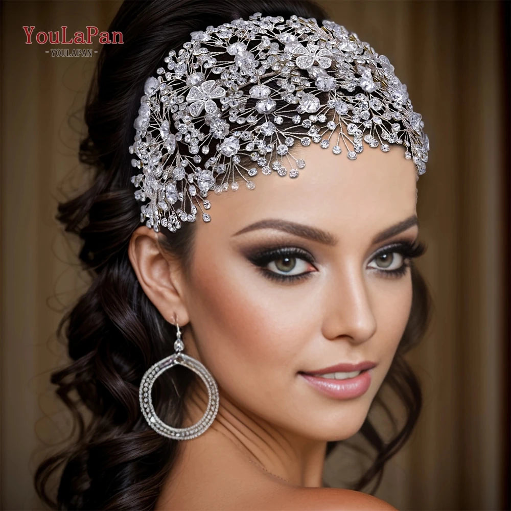 YouLaPan Bridal Crown Wedding Headband Rhinestone Brides Diadem Pageant Wedding Hair Accessories Woman Tiara and Headdress HP240