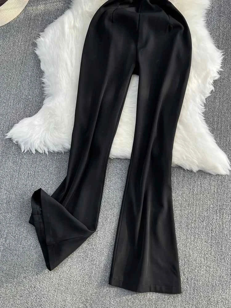 Elegant V-Neck Strap Dress Casual High Waist Slimming One-Piece Wide Leg Pants Long Loose Fitting Women's Online Exclusive
