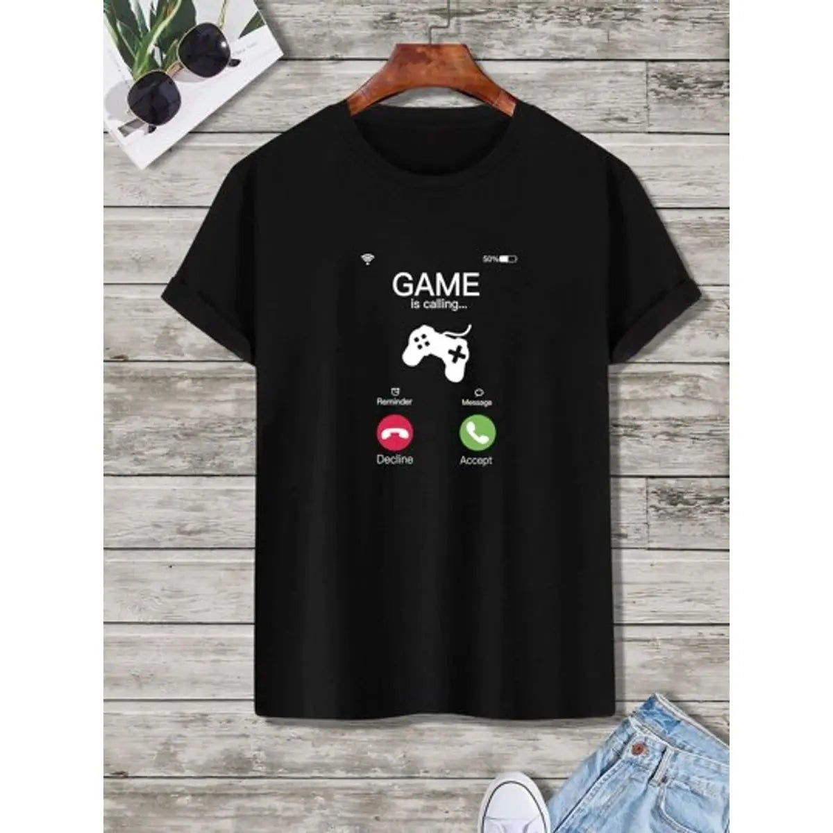 Men's Game Is Calling Basic Vintage Printed Casual T-Shirt