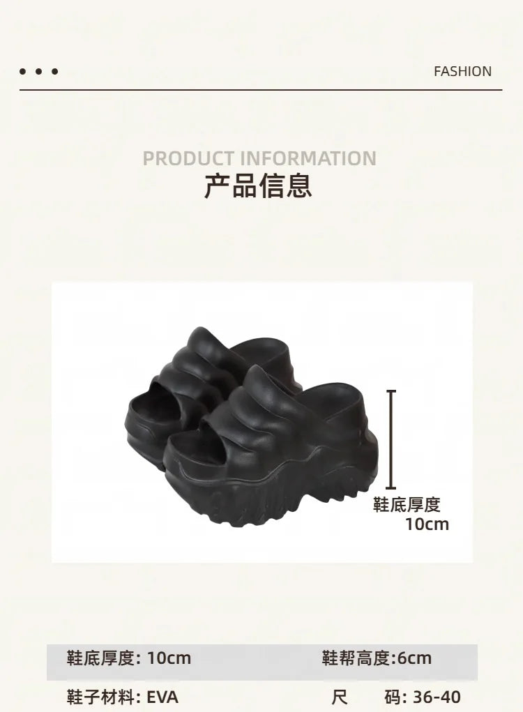 Women 10cm Increased Wedges Slippers 2024 Summer Breathable Casual Platform Slides Shoes for Women Light Slip on Female Sandals