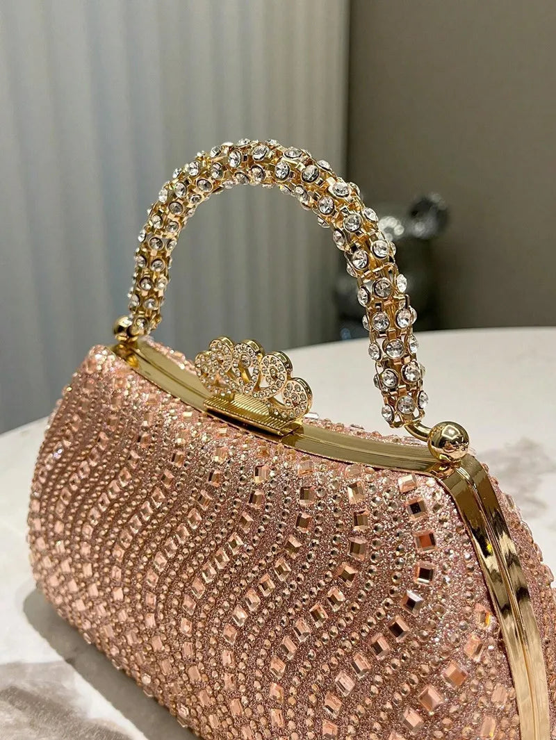 2024 New Luxury Fashion Diamonds Women's Handbags Full Rhinestone Design Party Clutch Bag Portable Tote Shoulder Messenger Bags
