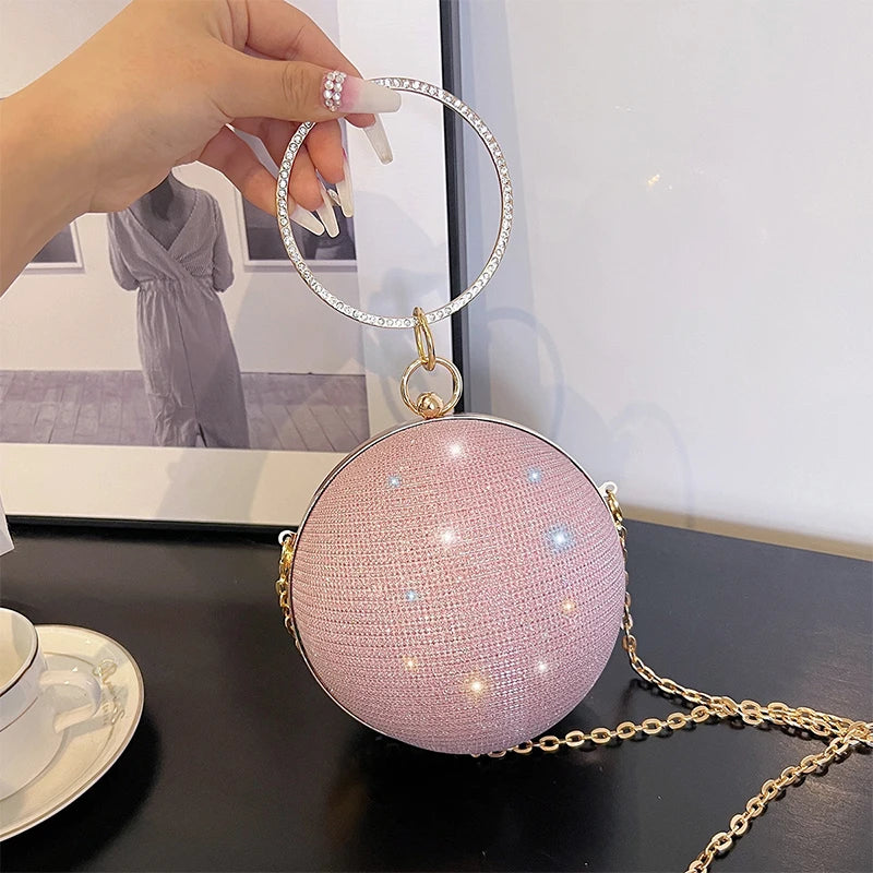 Circular Ring Portable Evening Bags Metal Round Ball Handbags For Lipstick Elegant Luxury Clutch Purse Wedding Wallets