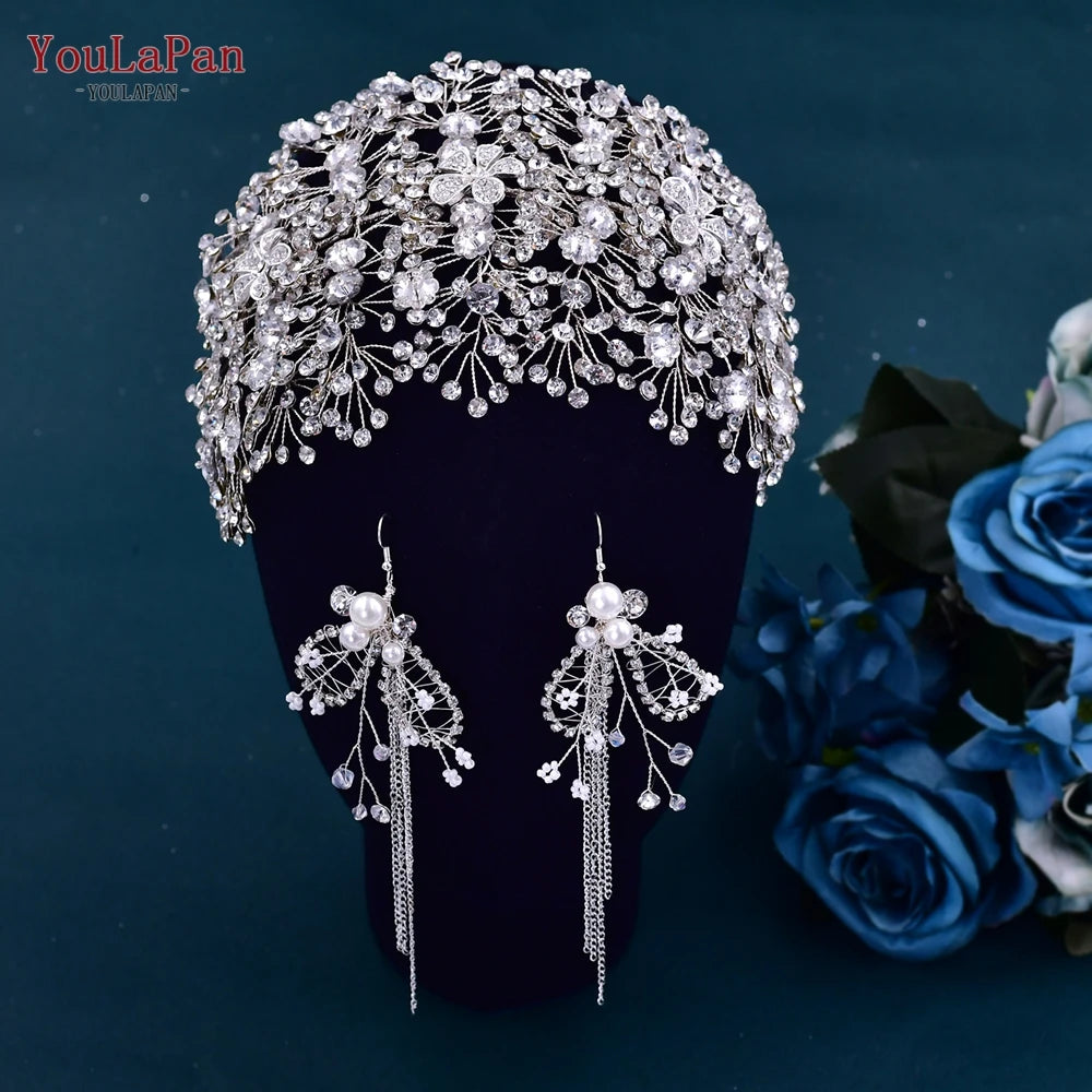 YouLaPan Bridal Crown Wedding Headband Rhinestone Brides Diadem Pageant Wedding Hair Accessories Woman Tiara and Headdress HP240