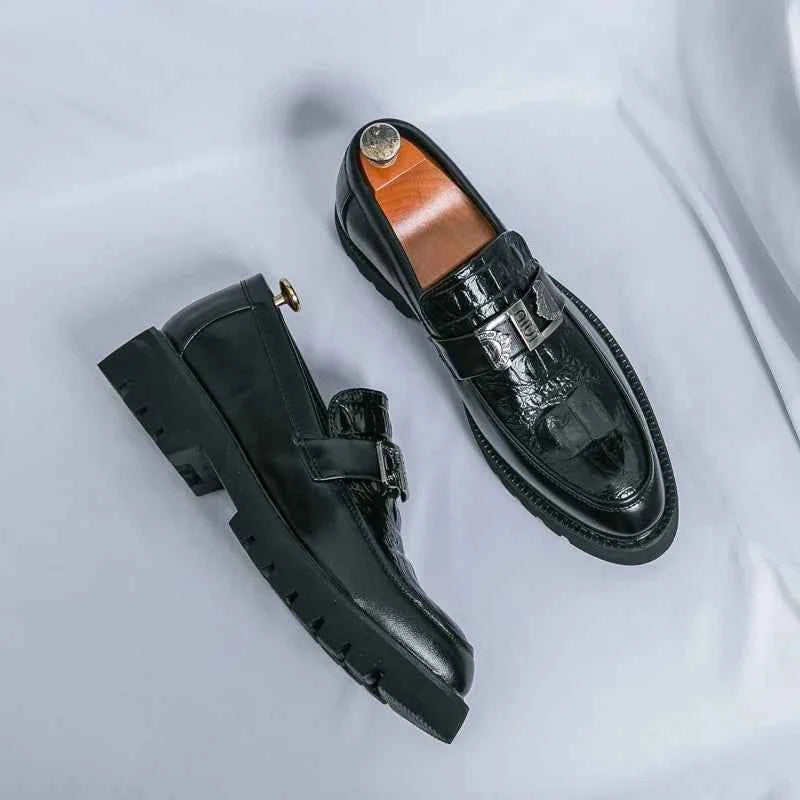 Mens Loafers Party Business Thick Soled Men Leather Shoes Dress Platform Shoes Comfortable Fashion New Casual Shoes for Men